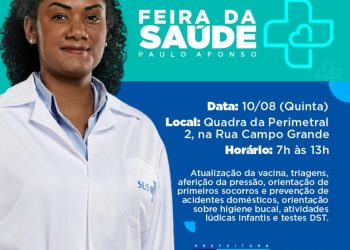 Em Paulo Afonso, Feira da Saúde acontece nesta quinta (10), com vacinação, triagens, orientações e testes DST