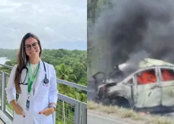 Médica morre carbonizada após carro bater de frente com outro e pegar fogo em rodovia na Bahia