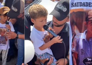 [EMOCIONANTE] Despedida de Fabinho Aboiador tem filhos cantando em homenagem ao pai e cortejo com centenas de pessoas em apoio à família