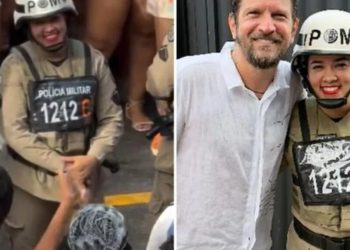 Policial rouba cena em show de Saulo no Carnaval de Salvador