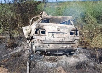 Quatro pessoas morrem carbonizadas após carro bater e pegar fogo na BR-135, na Bahia