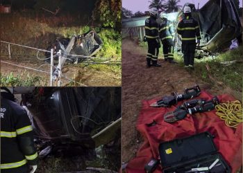 Motorista morre após colidir contra poste e ficar preso às ferragens entre Cipó e Ribeira do Amparo